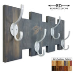 Easton Wall Mounted Hook Rack - 20 Stain Colors - Renewed Decor & Storage