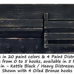 Classic Farmhouse Organizer, 20 Colors & 5 Hooks Finishes, Shown in Kettle Black & Oiled Bronze Hook