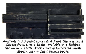 Classic Farmhouse Organizer, 20 Colors & 5 Hooks Finishes, Shown in Kettle Black & Oiled Bronze Hook