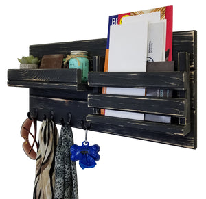 Classic Farmhouse Organizer, 20 Colors & 5 Hooks Finishes, Shown in Kettle Black & Oiled Bronze Hook