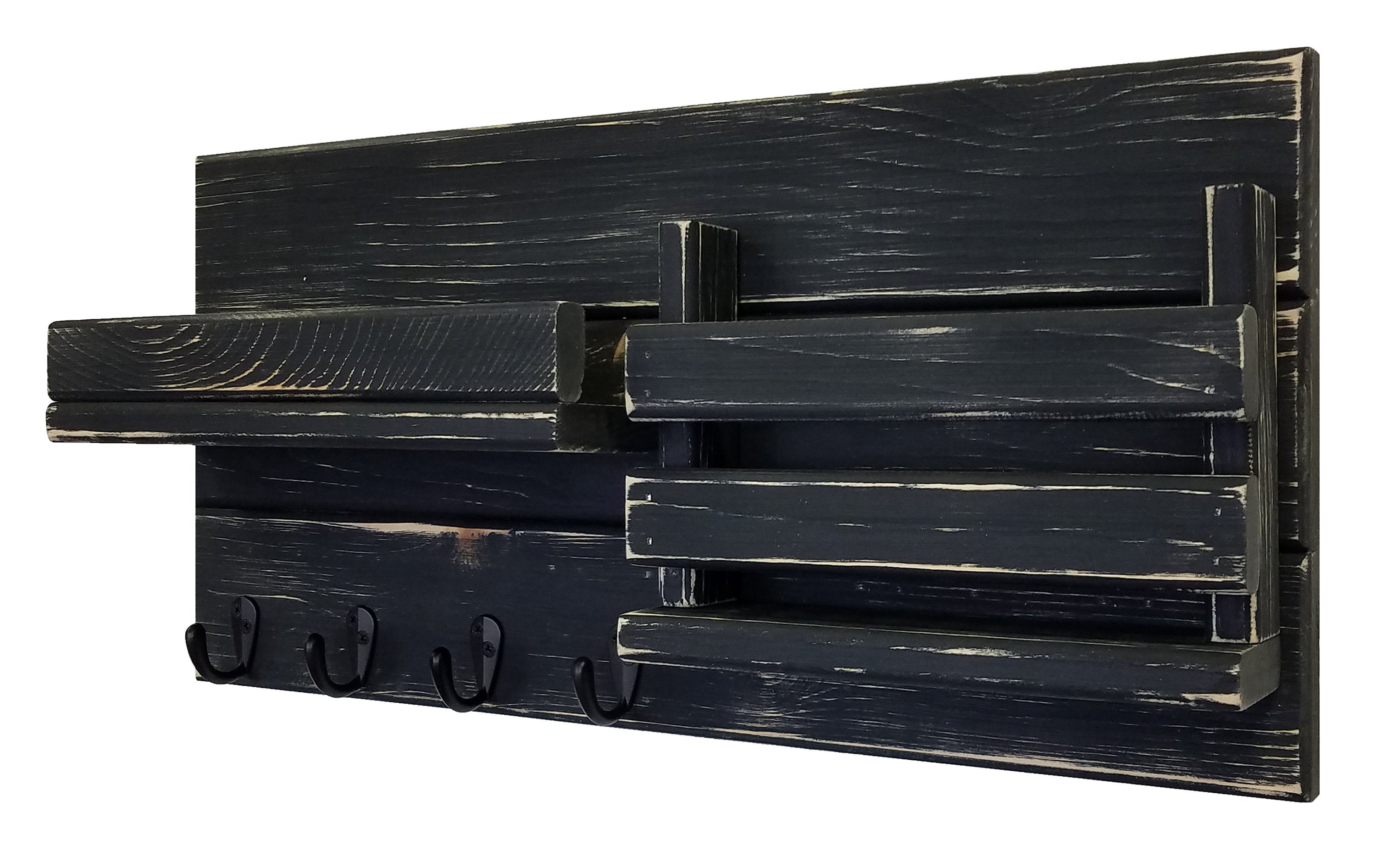 Classic Farmhouse Organizer, 20 Colors & 5 Hooks Finishes, Shown in Kettle Black & Oiled Bronze Hook