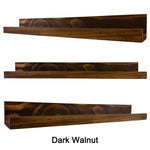 Farmhouse Rustic Wooden Ledge Shelf, 11 Sizes & 20 Stain Colors, Shown in Dark Walnut