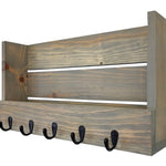 Mill Barn Wall Organizer with Hooks, 20 Stain Colors - Renewed Decor & Storage