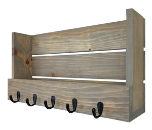 Mill Barn Wall Organizer with Hooks, 20 Stain Colors - Renewed Decor & Storage