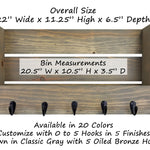 Mill Barn Wall Organizer with Hooks, 20 Stain Colors - Renewed Decor & Storage