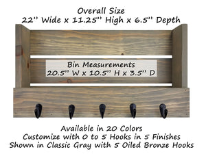 Mill Barn Wall Organizer with Hooks, 20 Stain Colors - Renewed Decor & Storage