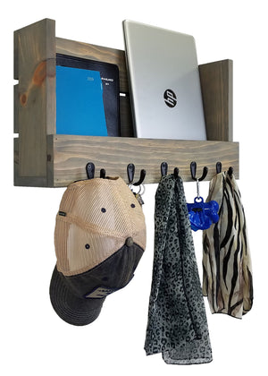 Mill Barn Wall Organizer with Hooks, 20 Stain Colors - Renewed Decor & Storage