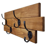 American Farmhouse Wood Wall Hook Rack - 20 Stain Colors, Shown in Early American