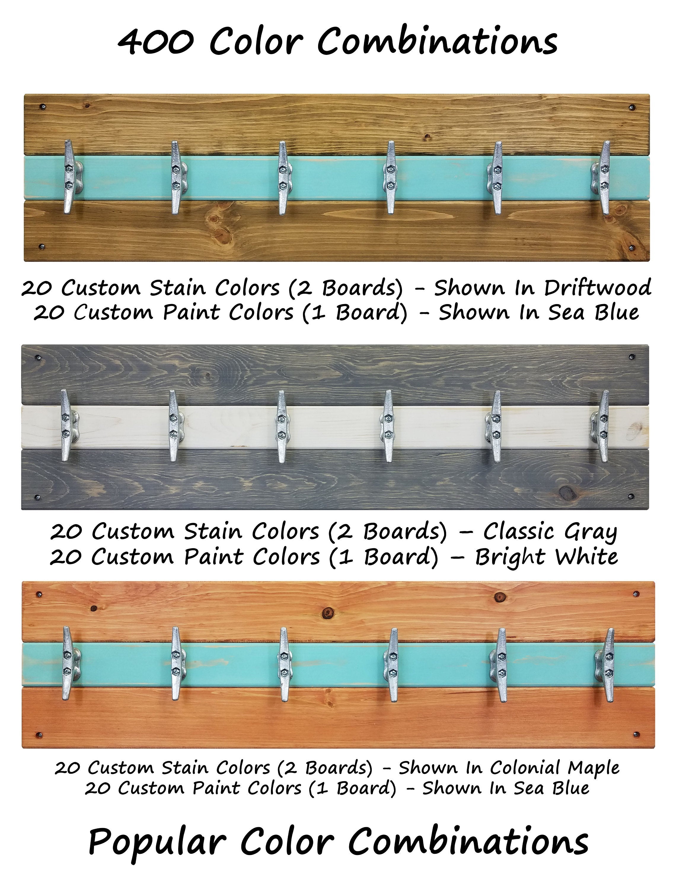 Cape May Boat Cleat Wall Hooks - 400 Color Combinations