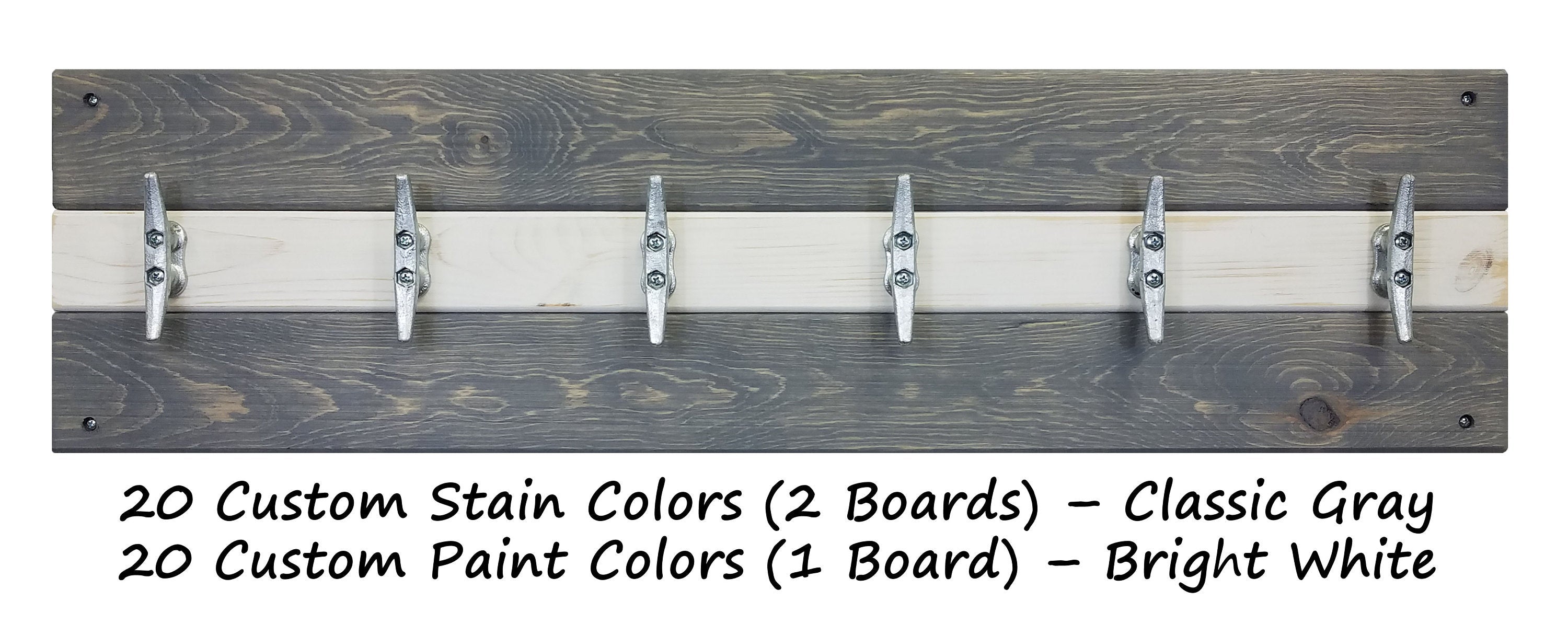 Cape May Boat Cleat Wall Hooks - 400 Color Combinations, Shown in Classic Gray & Bright Ivory White