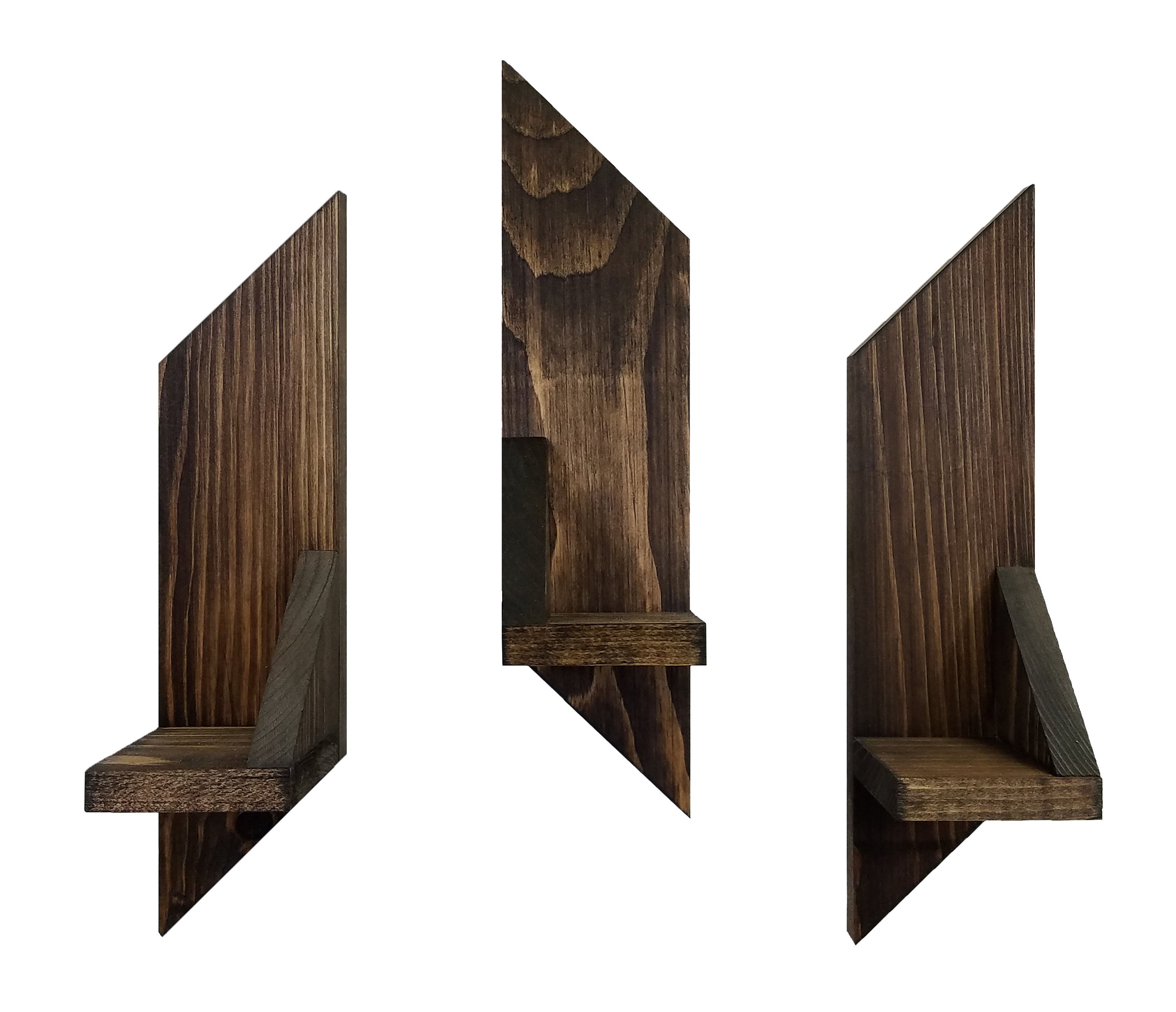 Ivy Brook Floating Shelf 3 Piece Set, 20 Stain Colors, Shown in Dark Walnut