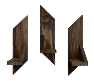 Ivy Brook Floating Shelf 3 Piece Set, 20 Stain Colors, Shown in Dark Walnut