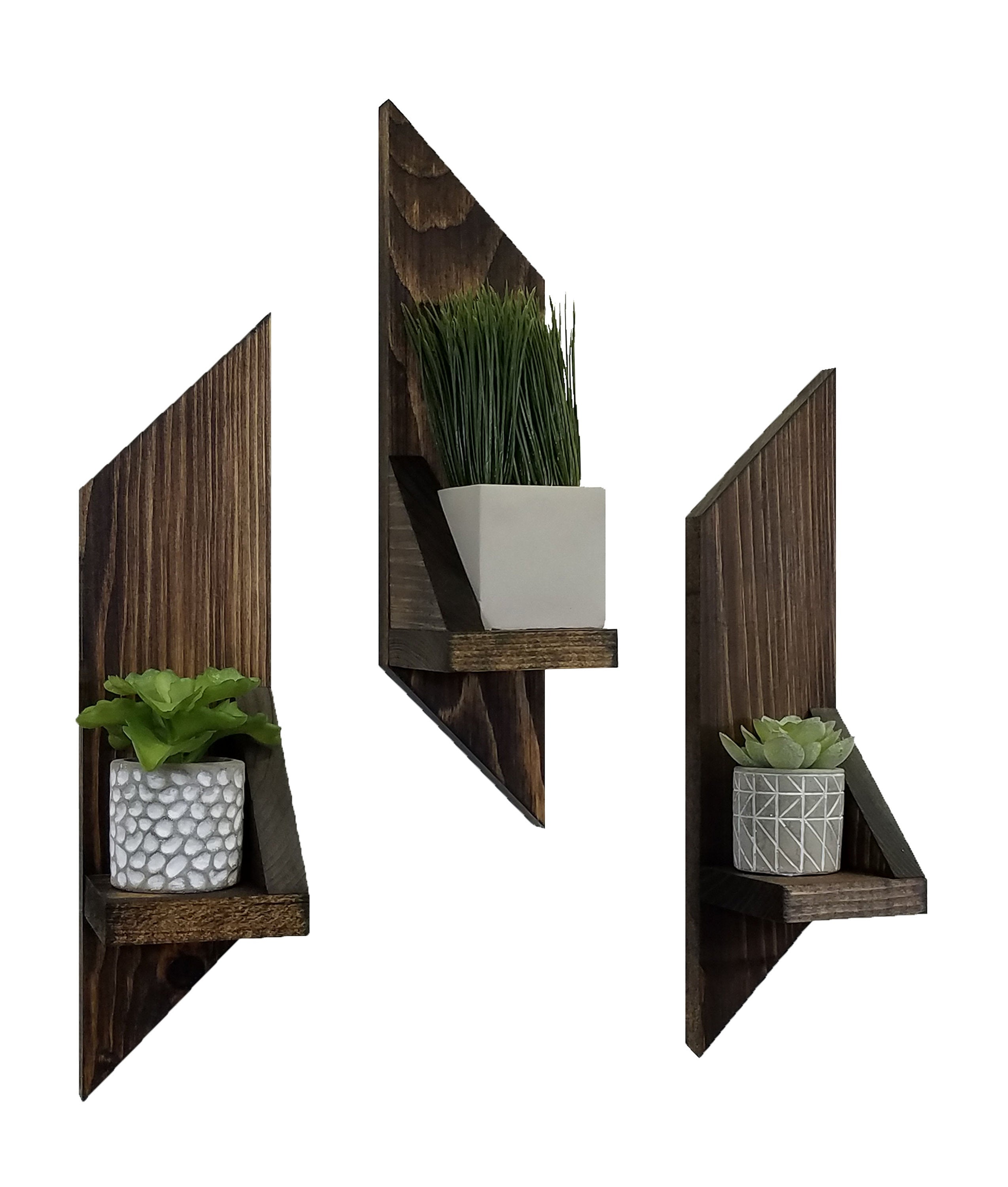 Ivy Brook Floating Shelf 3 Piece Set, 20 Stain Colors, Shown in Dark Walnut