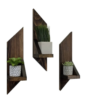 Ivy Brook Floating Shelf 3 Piece Set, 20 Stain Colors, Shown in Dark Walnut