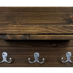 Calder Shelf with Hooks - 20 Custom Colors, Shown in Dark Walnut & Nickel Hooks