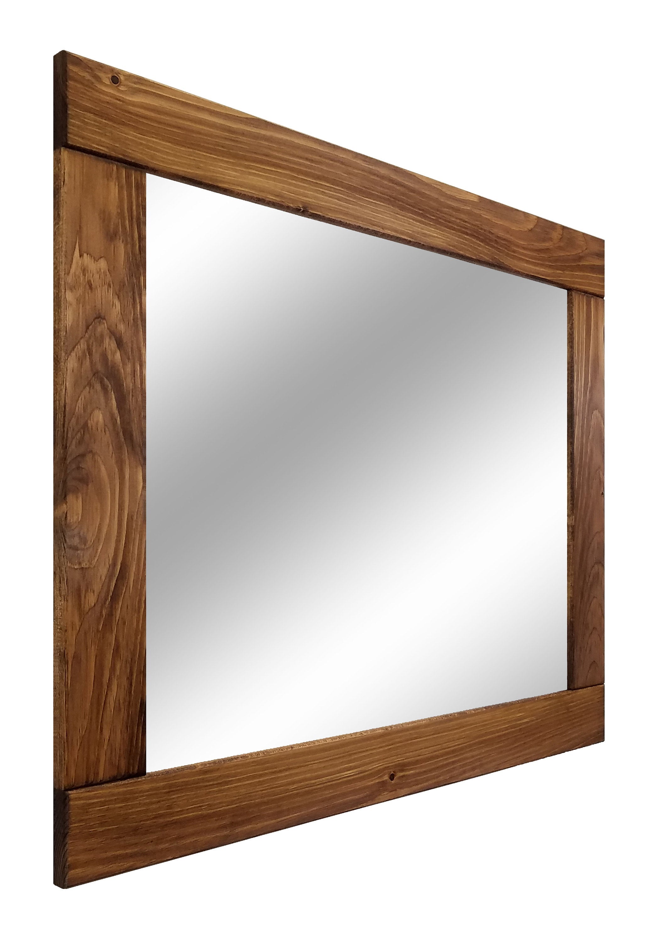 Natural Rustic Wall Mirror, Reclaimed Styled Wood Mirror, Farmhouse Bathroom Decor, Rustic Bathroom Mirror, Mirror Wall Decor - Renewed Decor & Storage