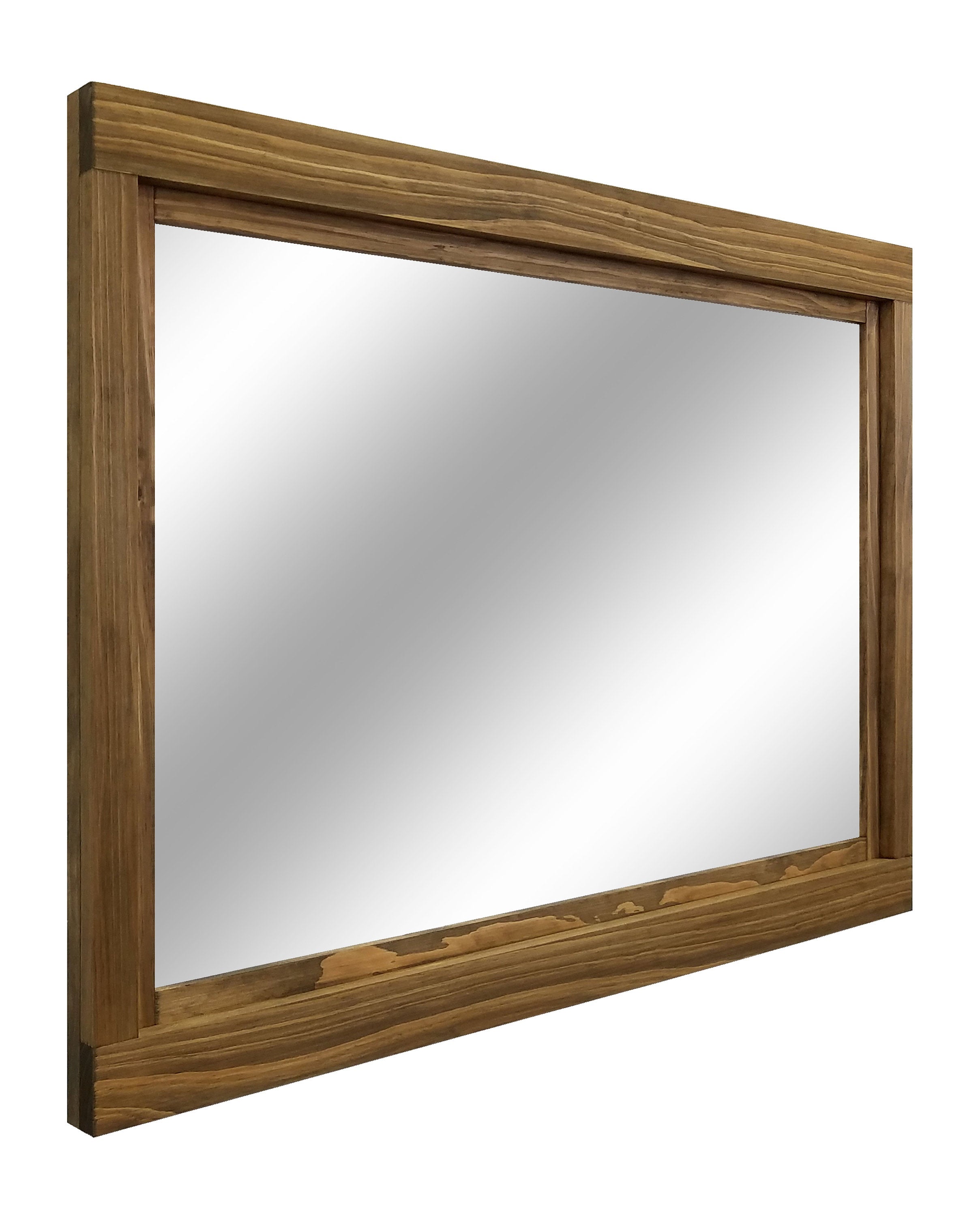 Farmhouse Wood Framed Wall Mirror, Shown in Driftwood 
