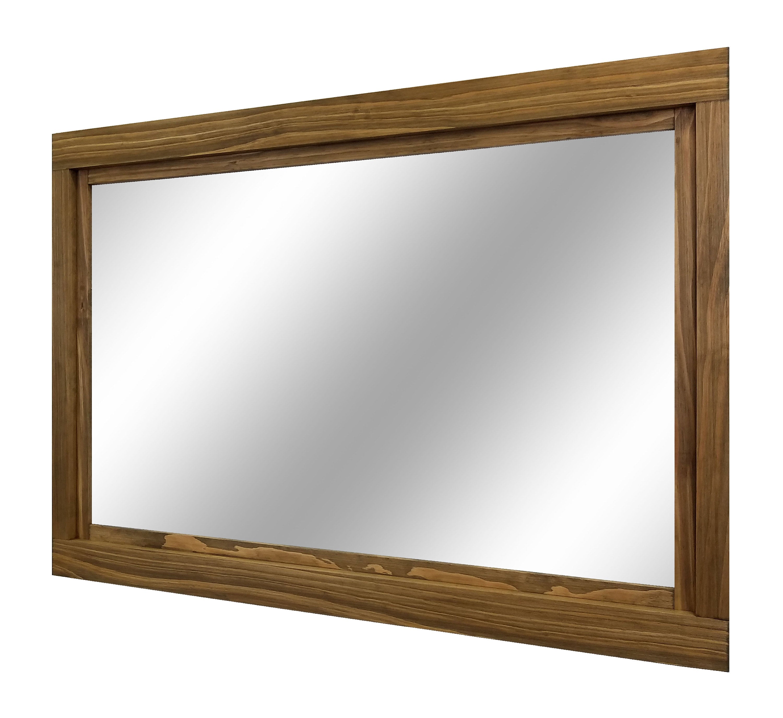 Farmhouse Wood Framed Wall Mirror, Shown in Driftwood 