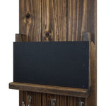 Chalkboard Front Sydney Mail Slot with Hooks, 20 Stain Colors, Shown in Dark Walnut, Nickel Hooks