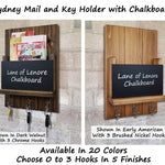 Chalkboard Front Sydney Mail Slot with Hooks, 20 Stain Colors Lane of Lenore