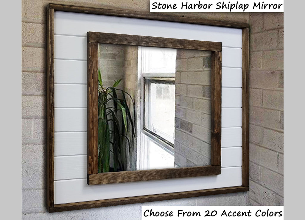 Stone Harbor Shiplap Framed Wall Mirror, Rustic Wall Decor, Mirror Wall Decor, Vanity Mirror, Bathroom Mirror, Rustic Mirror, Shiplap Boards - Renewed Decor & Storage