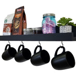 Bridgewater Wooden Wall Shelf with Hooks - 20 Paint Colors, Shown in Kettle Black