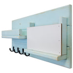 Classic Farmhouse Wall Mounted Organizer, Sky Blue with Oiled Bronze Hooks