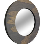 Wood Curve Round Decorative Wall Mirror Stain Samples - Renewed Decor & Storage
