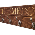 Liberty Wood State Sign and Wall Hooks, 20 Stain Colors - Renewed Decor & Storage