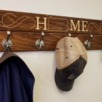 Liberty Wood State Sign and Wall Hooks, 20 Stain Colors - Renewed Decor & Storage