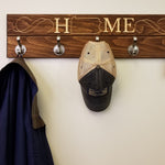 Liberty Wood State Sign and Wall Hooks, 20 Stain Colors - Renewed Decor & Storage