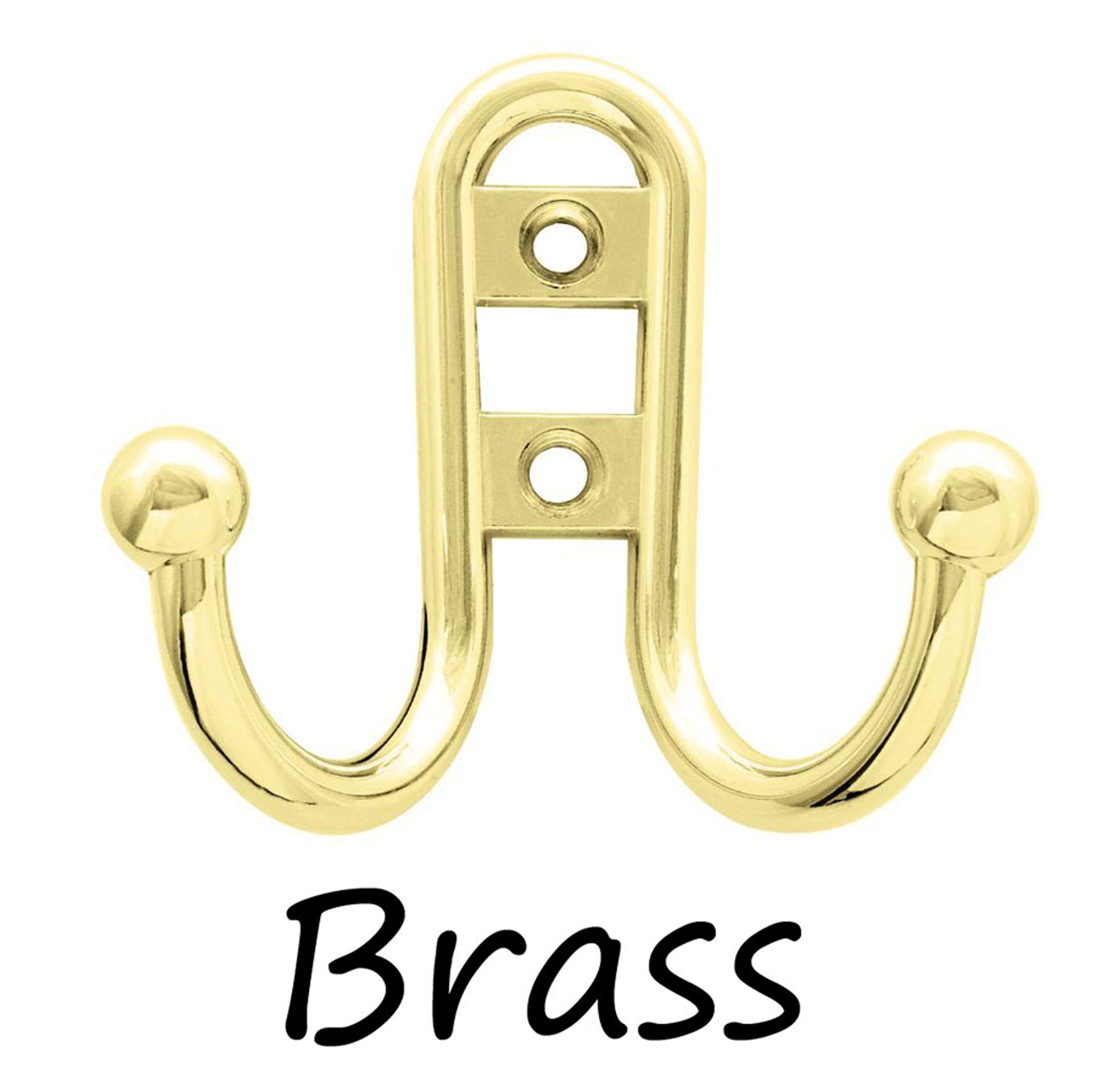 Double Prong Ball End Utility Hook Brass Finish