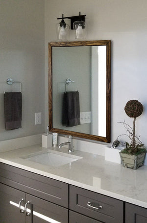 Carriage House Framed Mirror - Available In 6 Sizes & 20 Stain Colors, Shown in Dark Walnut