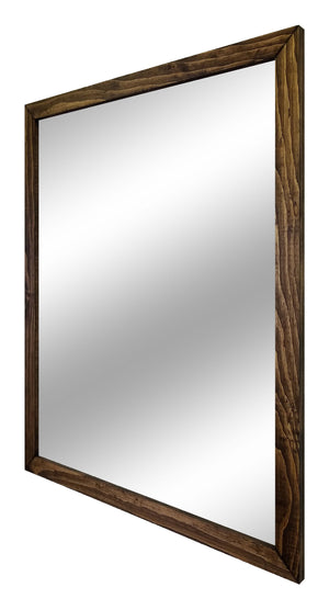 Carriage House Framed Mirror - Available In 6 Sizes & 20 Stain Colors, Shown in Dark Walnut