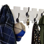Easton Wall Mounted Hook Rack, Shown in Bright White with Oiled Bronze Hooks