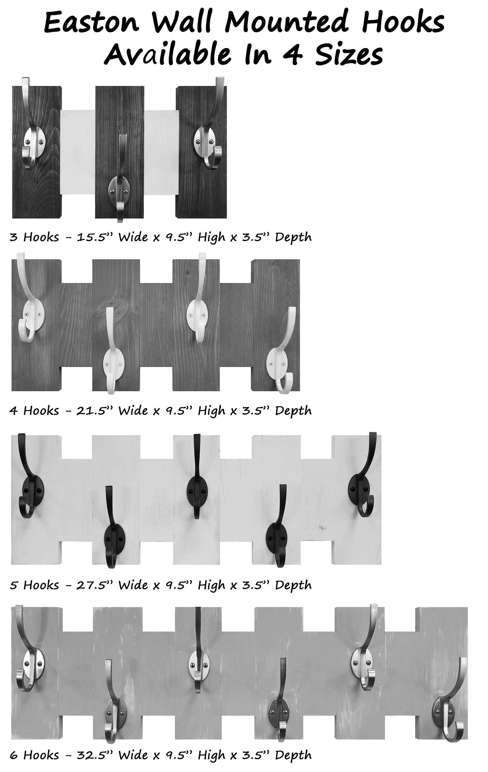 Easton Wall Mounted Hook Rack Sizes