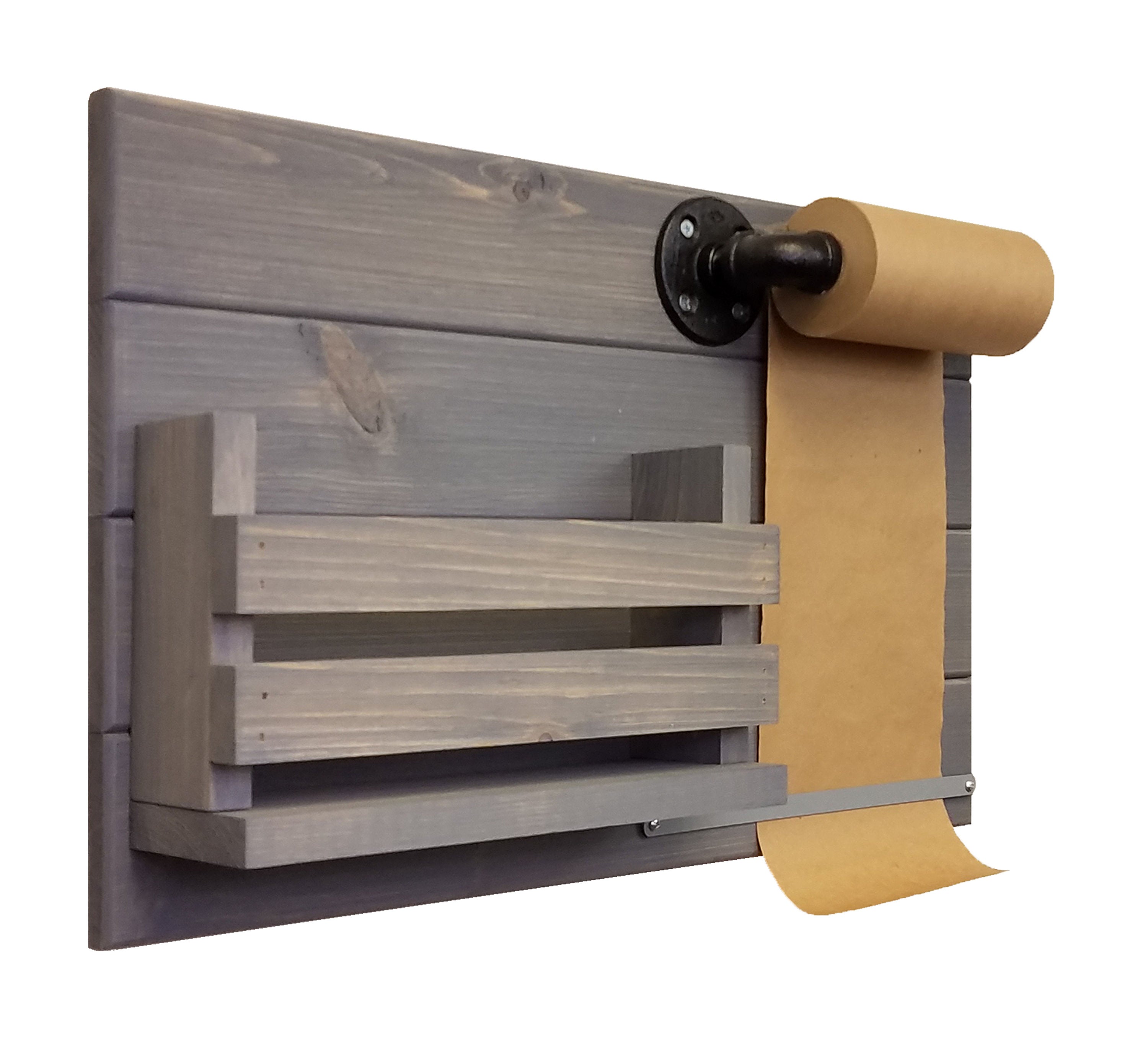 Wooden Paper Roll Holder and Wall Organizer - 20 Stain Colors 