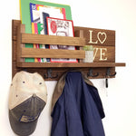 Personalized Love Discovery Rustic Home Organizer, Mail & Key Holder, Floating Shelf, Coat Hook - Renewed Decor & Storage