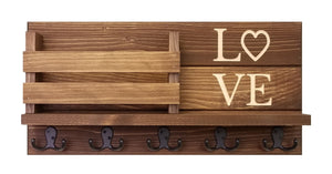 Personalized Love Discovery Rustic Home Organizer, Mail & Key Holder, Floating Shelf, Coat Hook - Renewed Decor & Storage