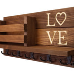 Personalized Love Discovery Rustic Home Organizer, Mail & Key Holder, Floating Shelf, Coat Hook - Renewed Decor & Storage