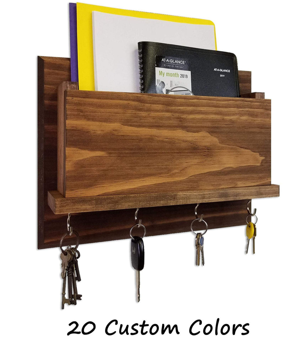 New Columbus Rustic Mail and Key Organizer, Key Hook, Mail Holder, Key Rack, Mail Bin, Folder Holder - Renewed Decor & Storage
