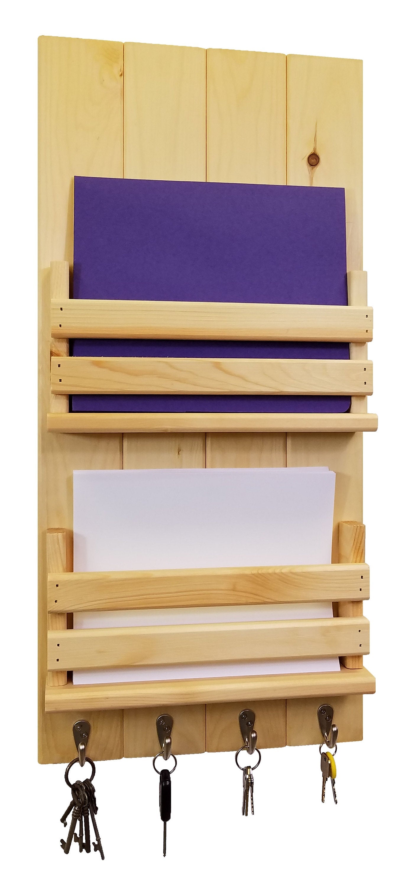 Lawndale Dual Bin Mail Organizer, 20 Stain Colors - Renewed Decor & Storage