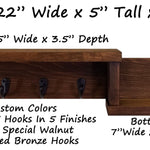 Allen Street Floating Shelf, Key Hooks and Wall Organizer - 20 Stain Colors, Shown In Special Walnut