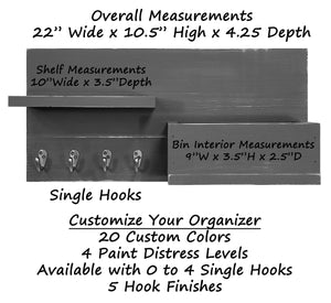 Norwich Wall Mount Mail Organizer, Entryway Wall Organizer, Key Holder for Wall, Floating Shelf, Wall Hooks, Rustic Decor - Renewed Decor & Storage