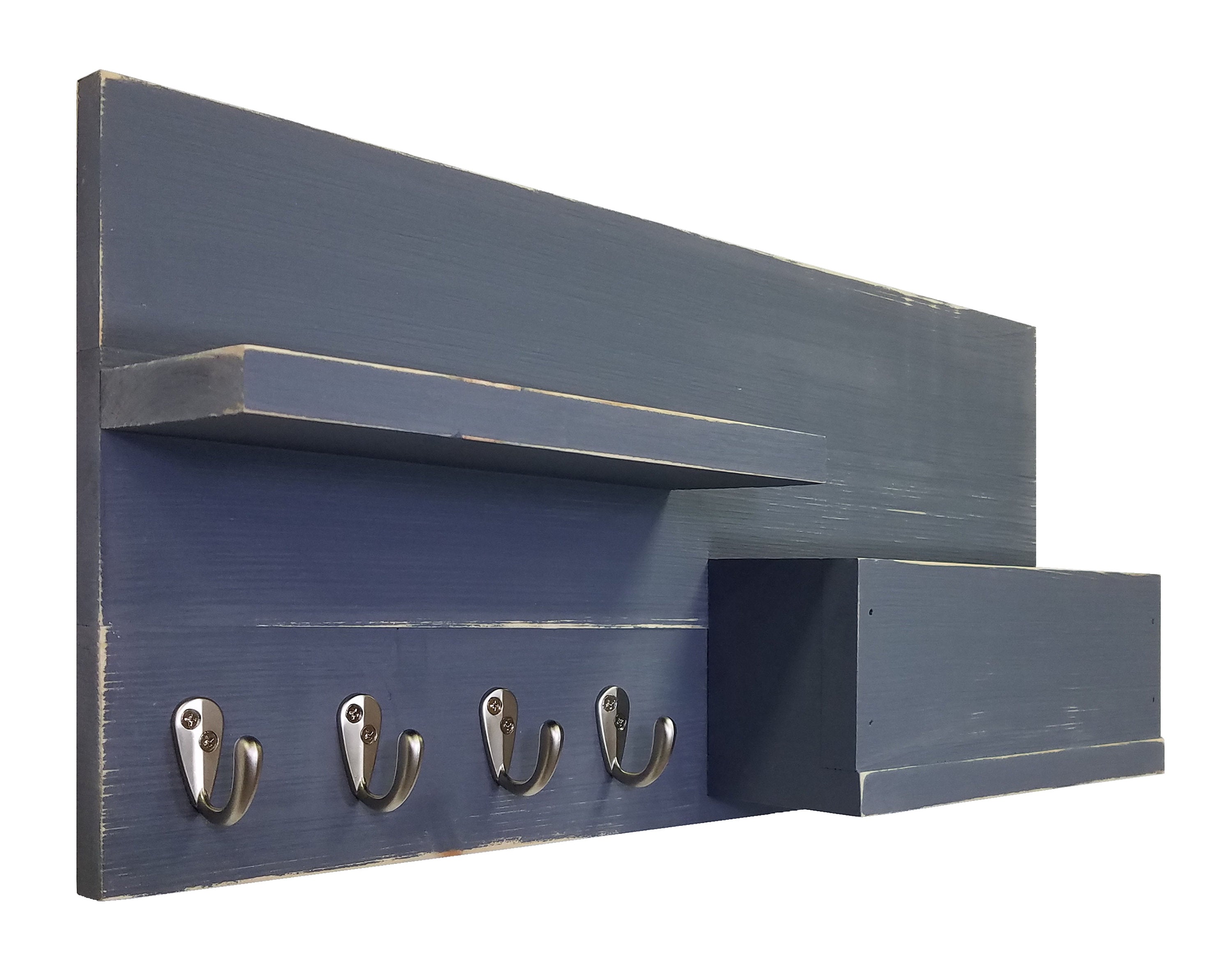 Norwich Wall Mount Mail Organizer, Entryway Wall Organizer, Key Holder for Wall, Floating Shelf, Wall Hooks, Rustic Decor - Renewed Decor & Storage