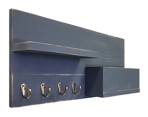 Norwich Wall Mount Mail Organizer, Entryway Wall Organizer, Key Holder for Wall, Floating Shelf, Wall Hooks, Rustic Decor - Renewed Decor & Storage