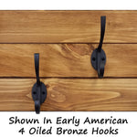 American Farmhouse Wood Wall Hook Rack - 20 Stain Colors, Shown in Early American