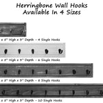 Herringbone Wall Hook Coat Rack, 48" 10 Hooks, 36" 8 Hooks, 24" 6 Hooks & 12" 4 Hooks