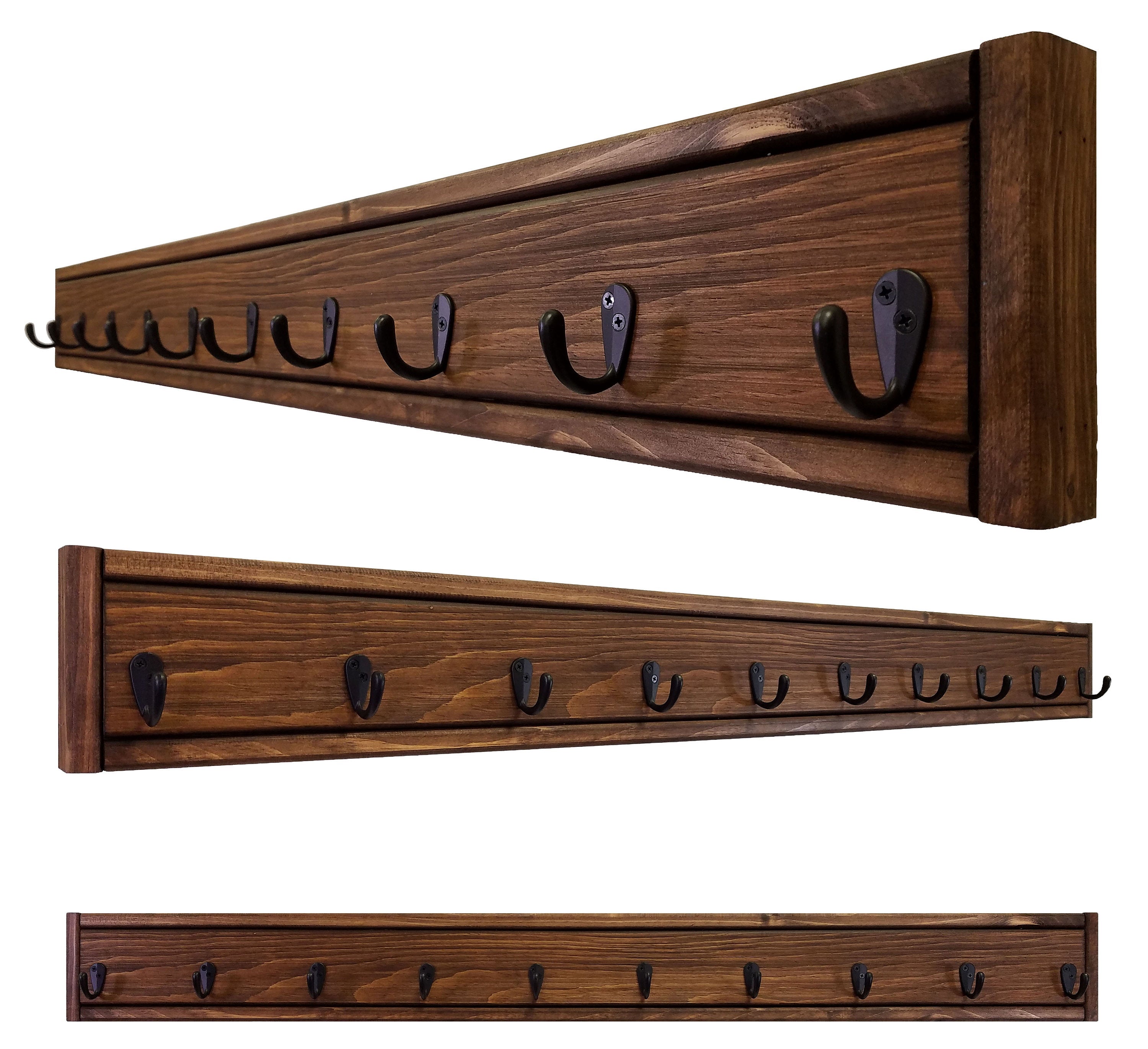 Herringbone Wall Hook Coat Rack, 4 Sizes & 20 Stain Colors