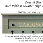 Personalized Chapel Hill Coat Hook Rack, & Shelf Size 
